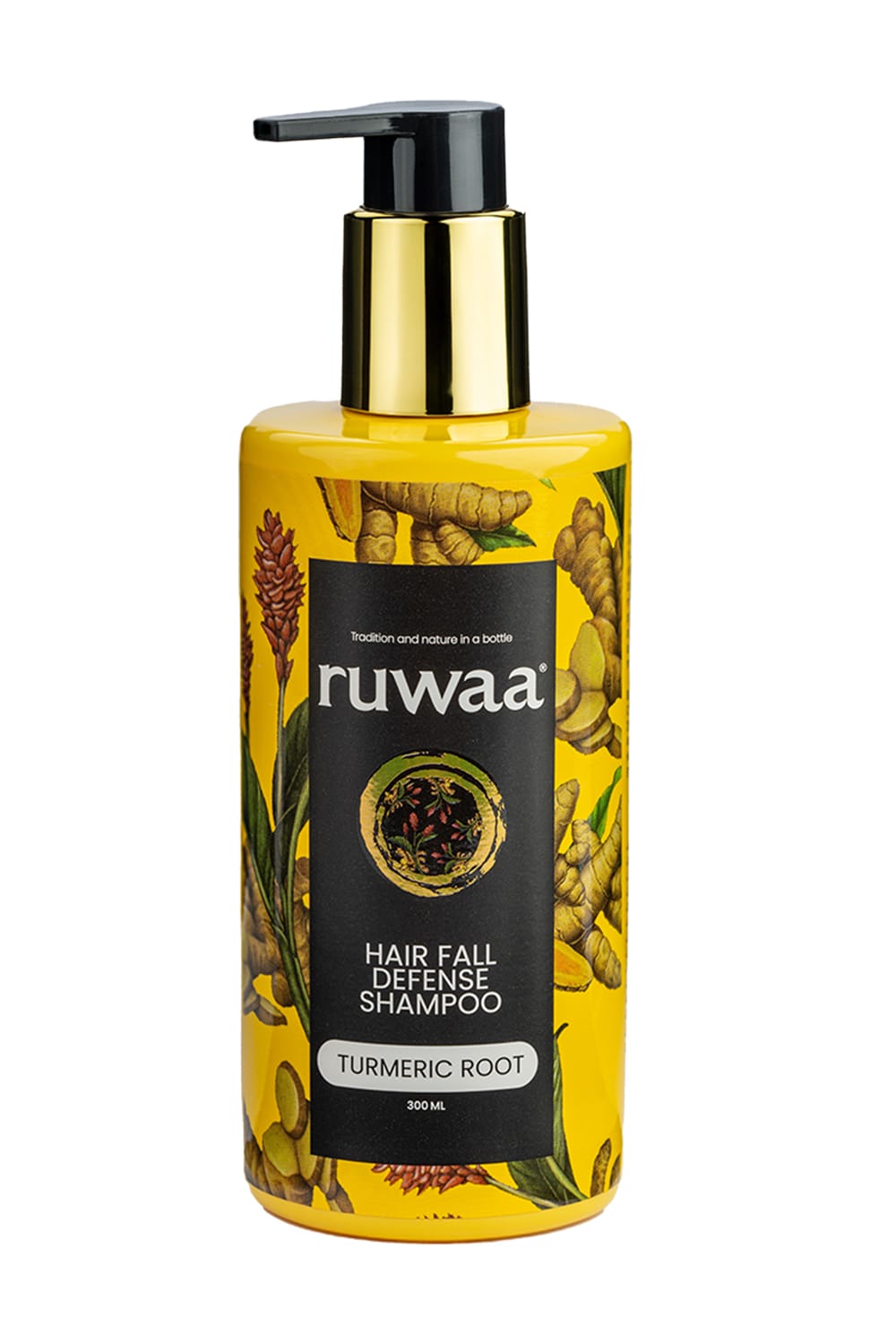 Ruwaa Turmeric Root Hair Fall Defense Shampoo Reduces Hair Fall by up to 83% | Strengthens Follicles | Promotes Thicker Healthier Hair