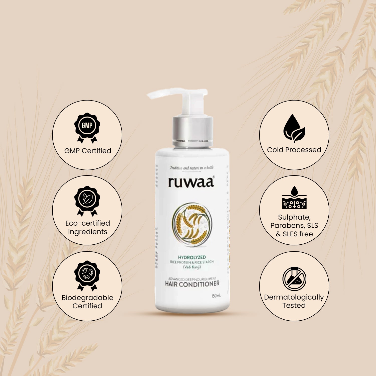 Hair Conditioner With Rice Protein & Starch For Frizz Free Hair 150ML Nourishes Dry hair | Flights Frizz | Prevents hair Breakage